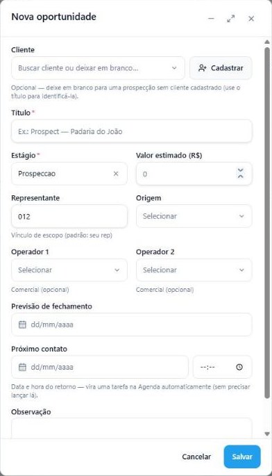 Formulário Nova oportunidade