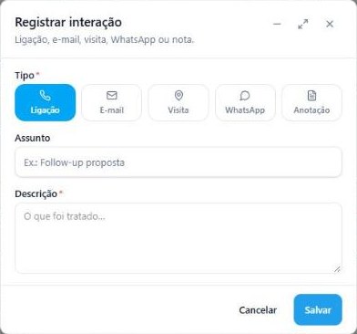 Formulário Registrar interação